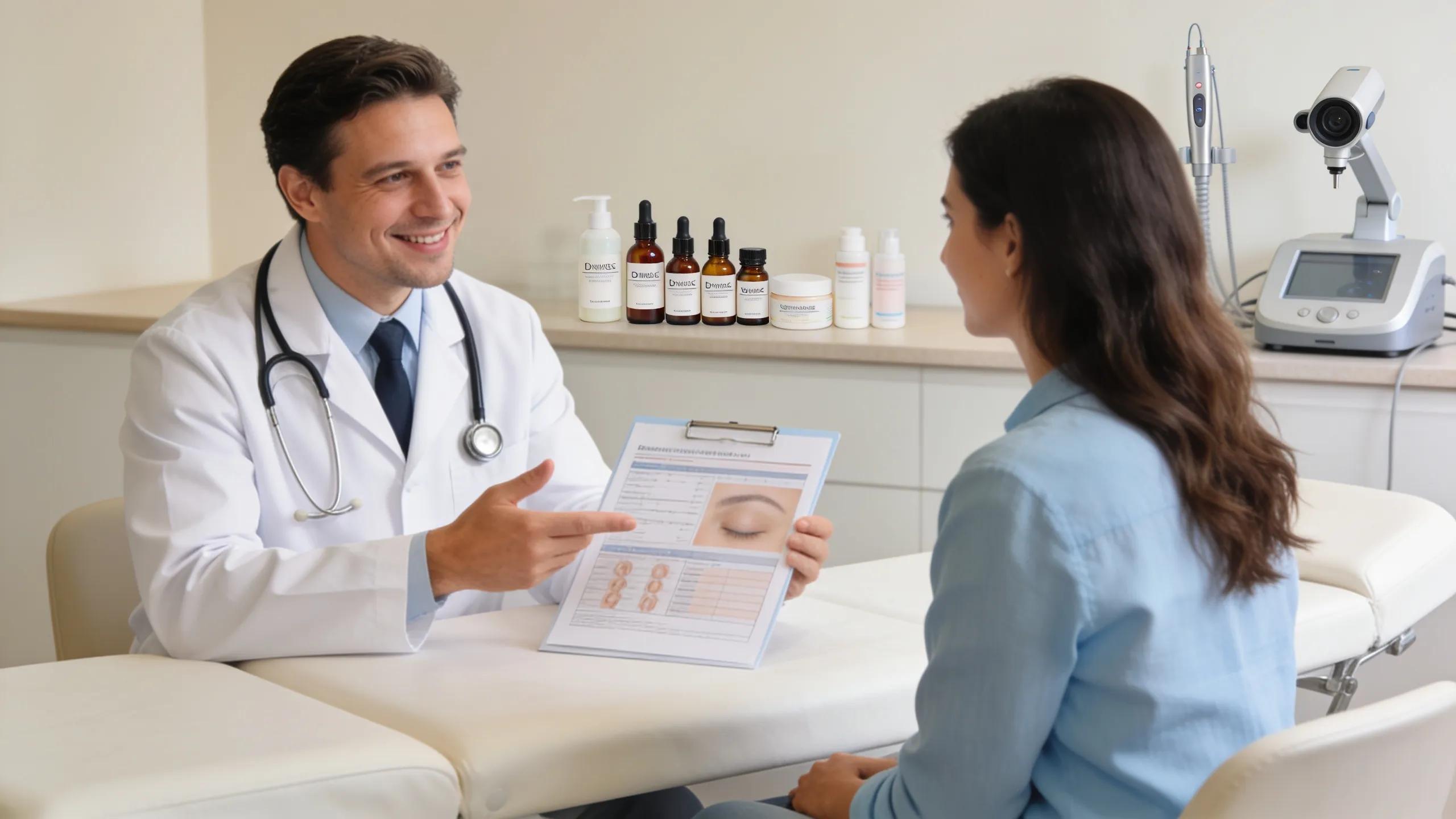 Dermatologist consulting with a patient about advanced treatments for hyperpigmentation