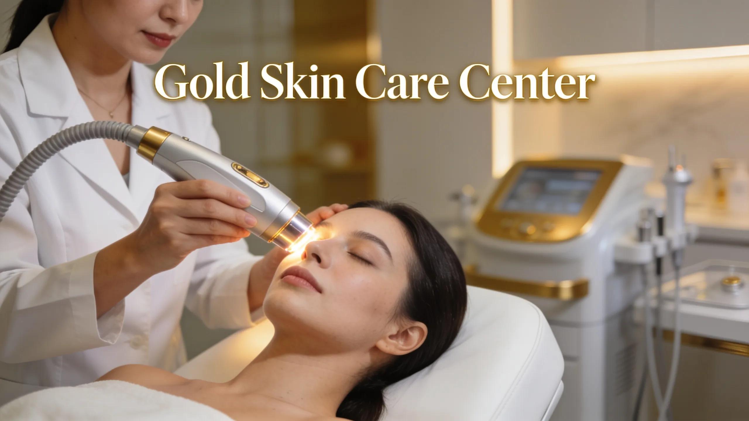 Dermatologist at Gold Skin Care Center demonstrating advanced skin treatment technology